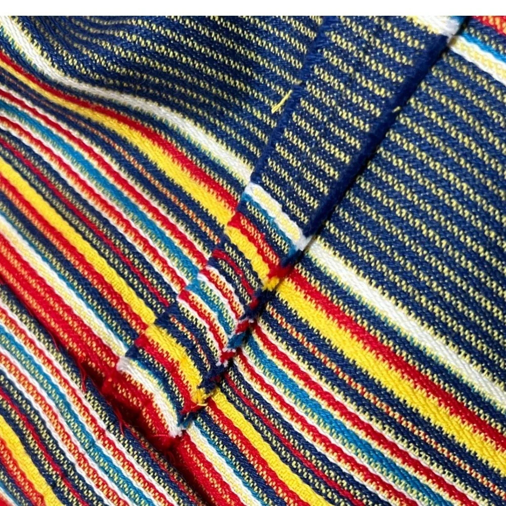 70s Vintage Ellen Tracy Pleated Mini Skirt Striped Red‎ Blue Women's Size 25